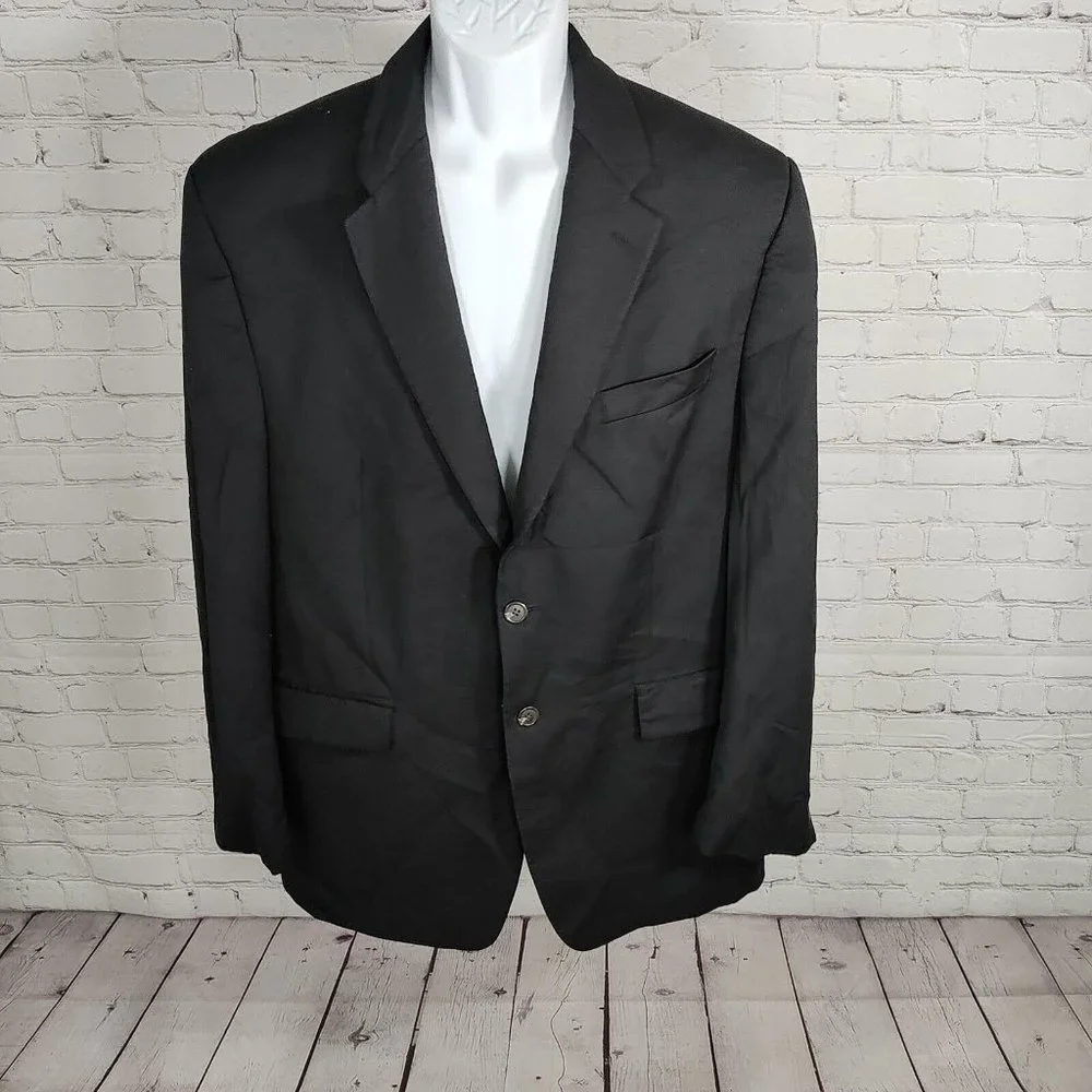 Ralph Lauren Woolmark Pure Wool Dark Navy Single Breasted Two Button Men's 48R